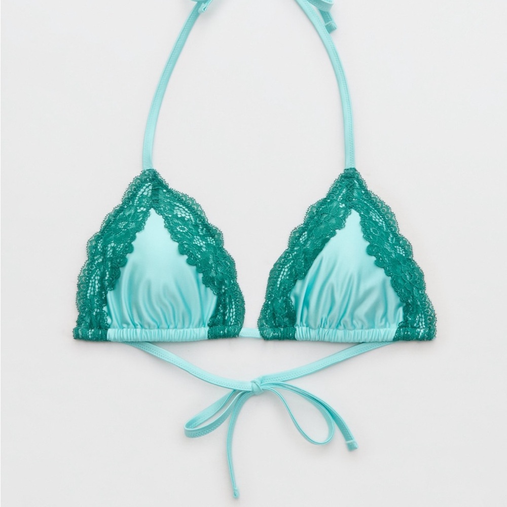 American Eagle Outfitters Teal Lace Bikini Top